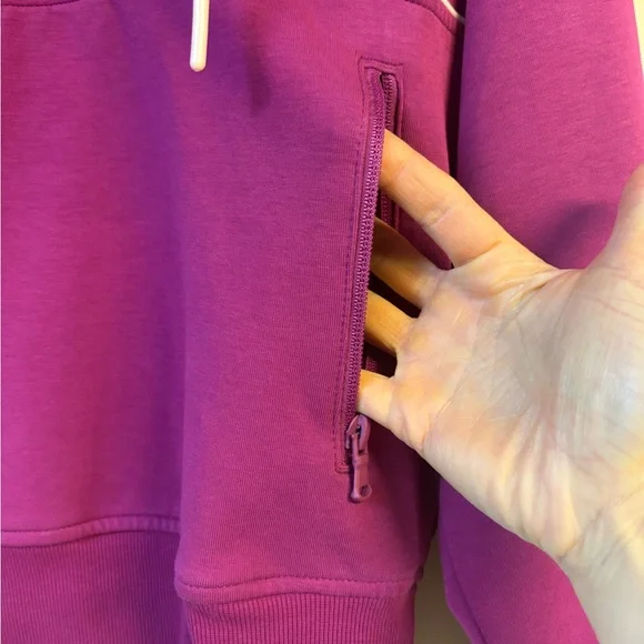 Old Navy Active Dynamic Fleece Fuchsia Pink Pullover Half-Zip Hoodie Small - Picture 6 of 7
